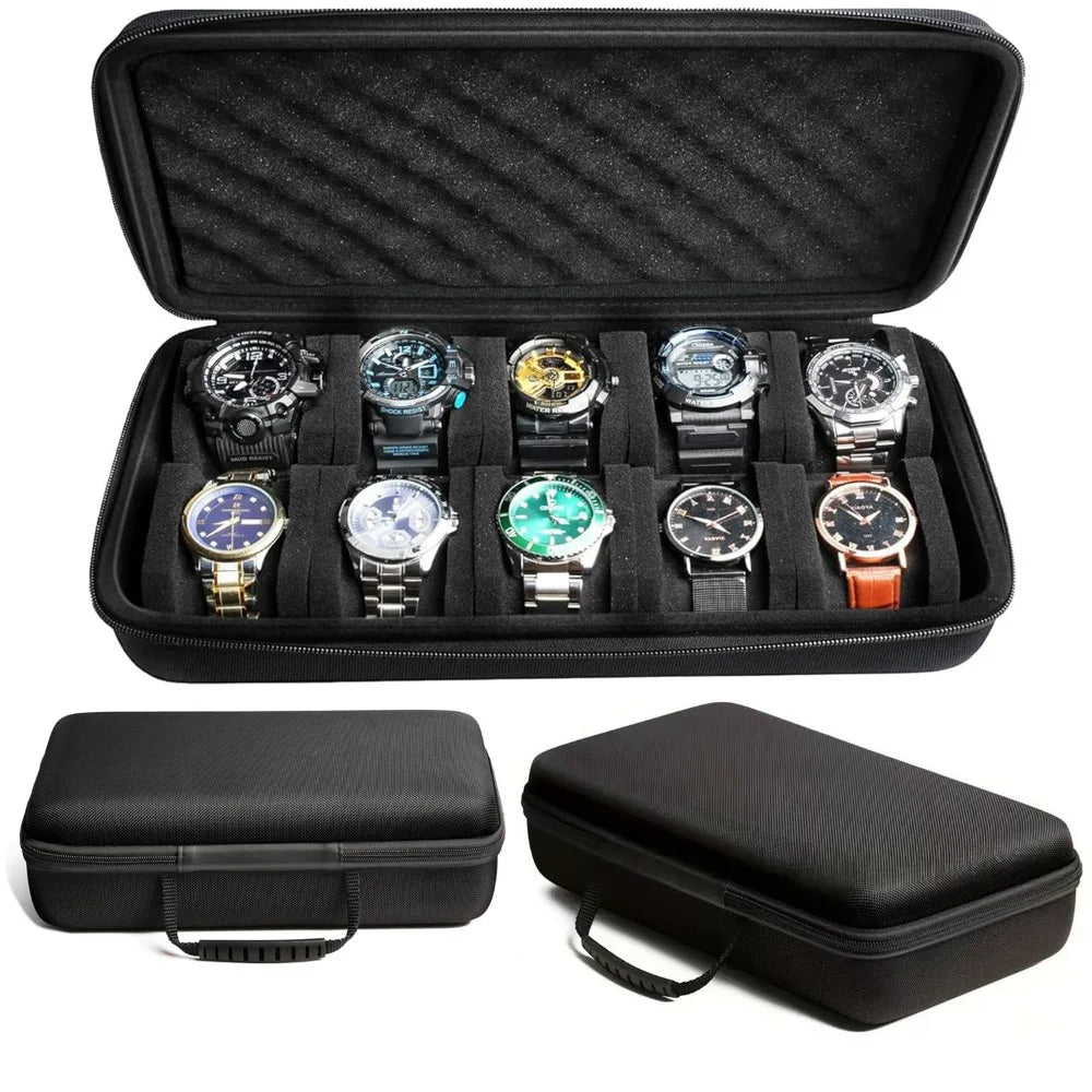 NIBOSI Watch Travel Case — 10 Slot Zipper Organizer