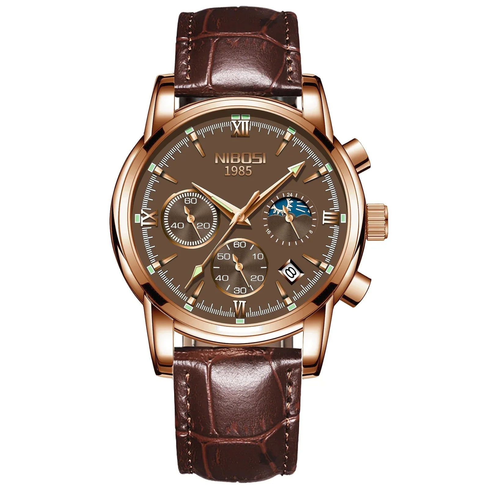 NIBOSI 2516 — Titan Edge Calendar Watch