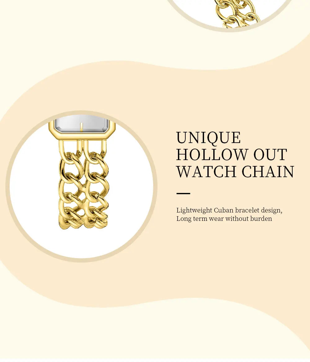 NIBOSI 2666 — Golden Chain Square Watch