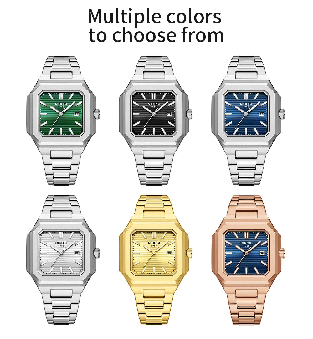 NIBOSI 2689 — Squaremaster Calendar Quartz Watch