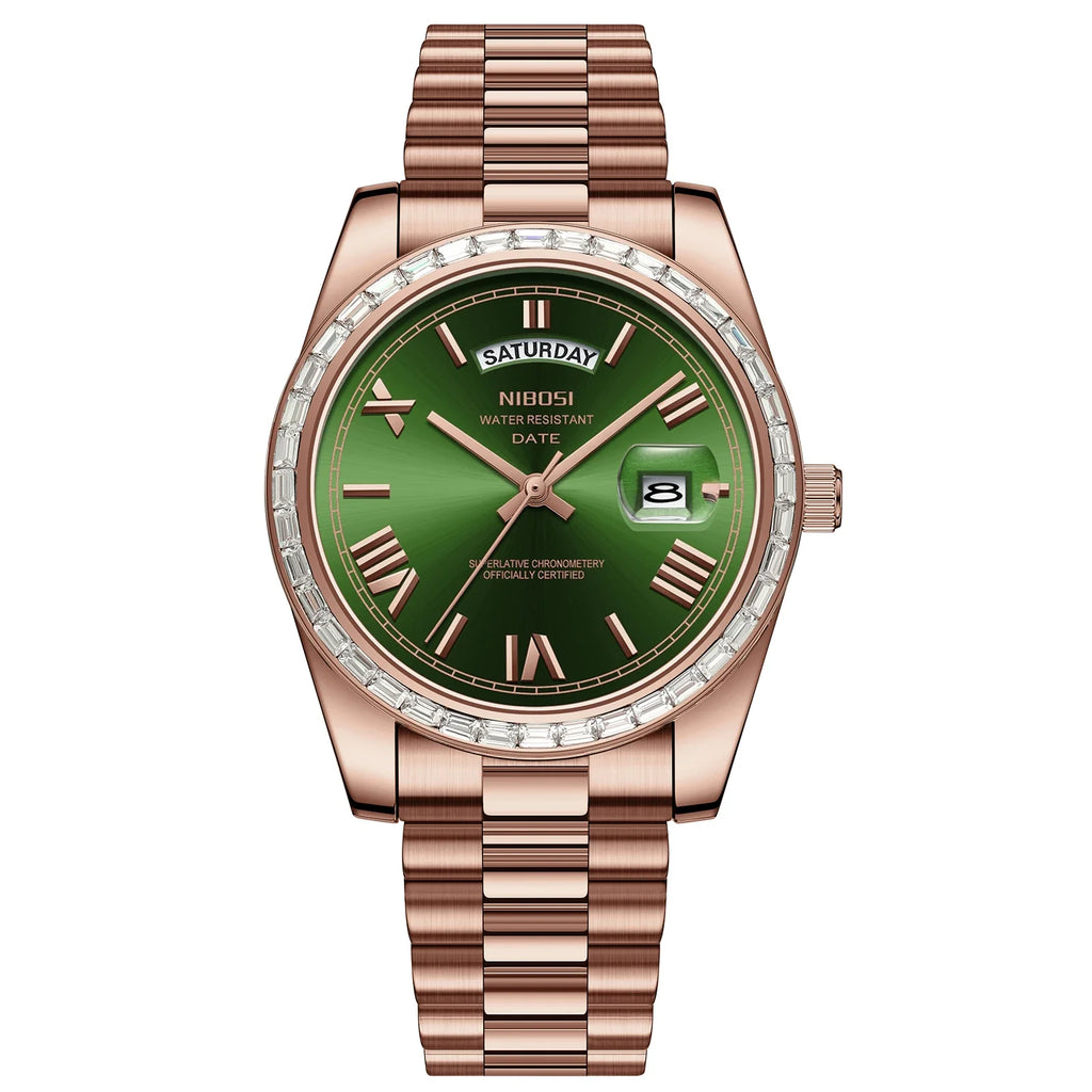 NIBOSI 2708 Presidential Day-Date Watch