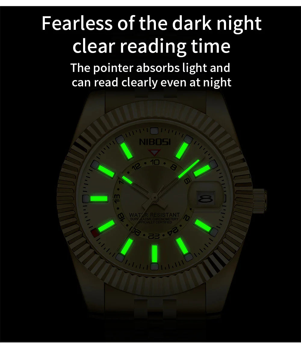 NIBOSI 2638 — Classic Fluted Men's Watch