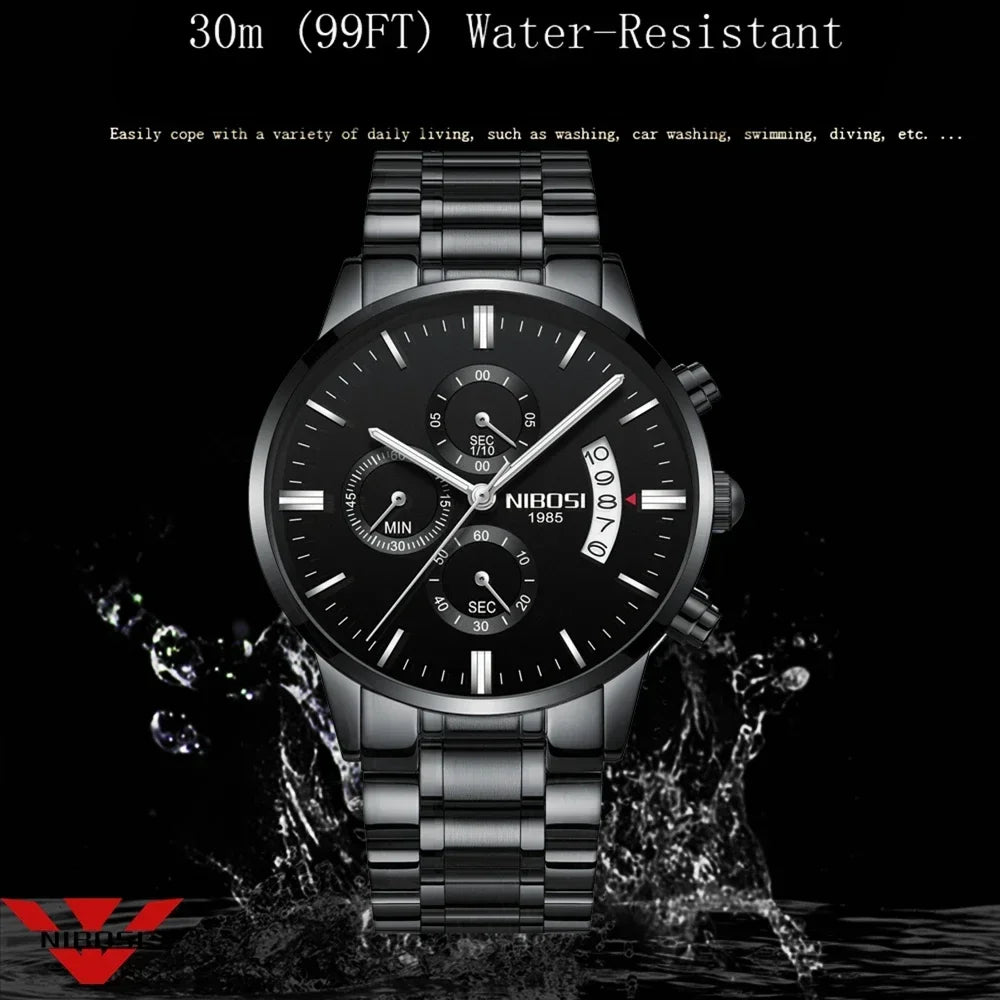 NIBOSI 2309 — Luxury Quartz Chronograph Waterproof Watch