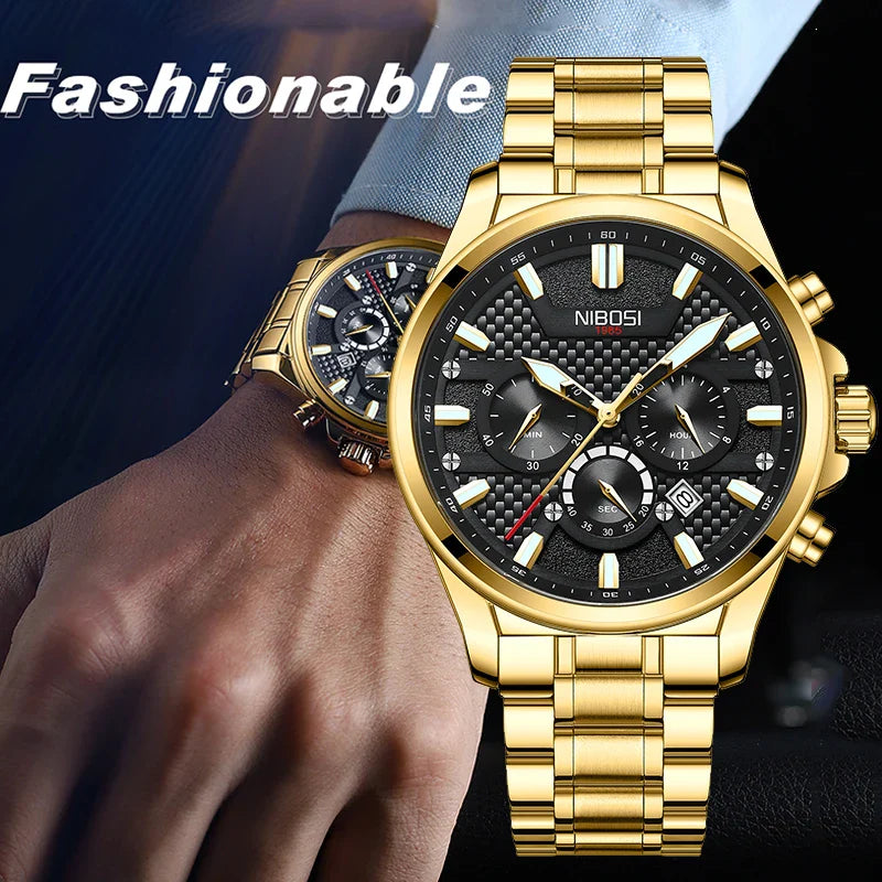 NIBOSI 2512 — Men's Stainless Steel Chronograph Watch
