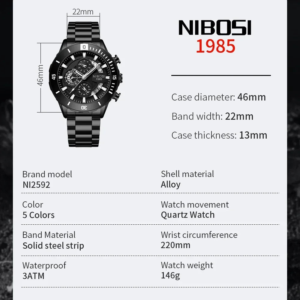 NIBOSI 2592 — Quartz Waterproof Watch