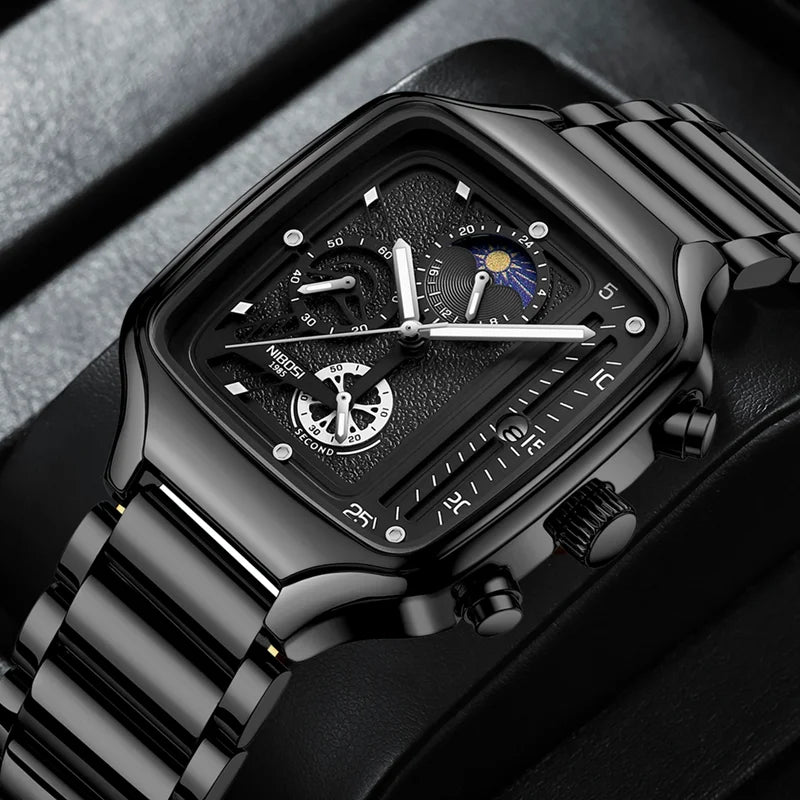 NIBOSI 2573 — Square Chrono Men's Watch