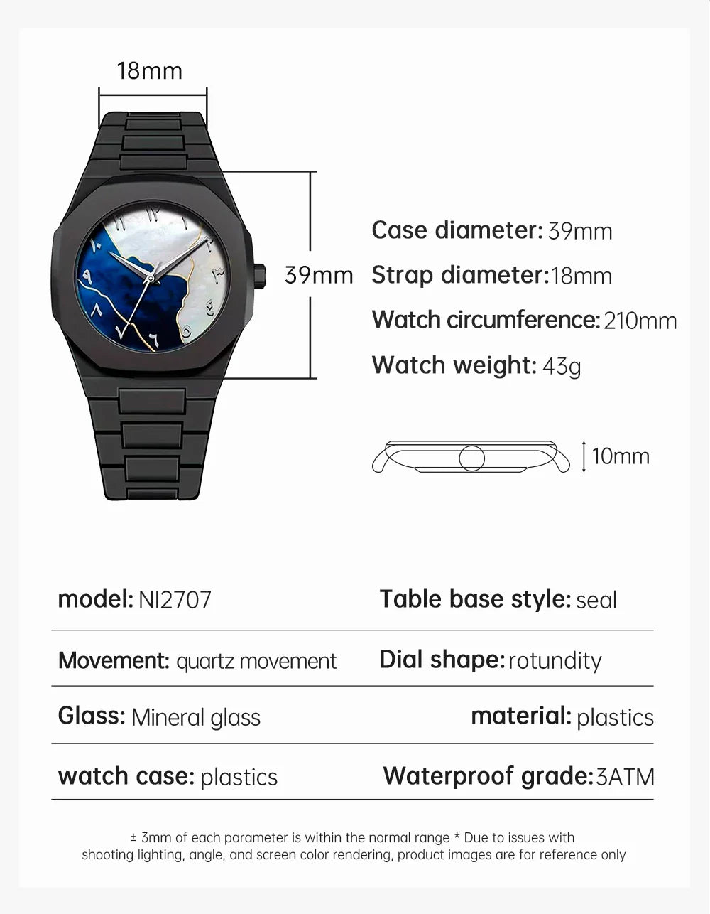 NIBOSI 2707 — Abstract Dial Black Watch