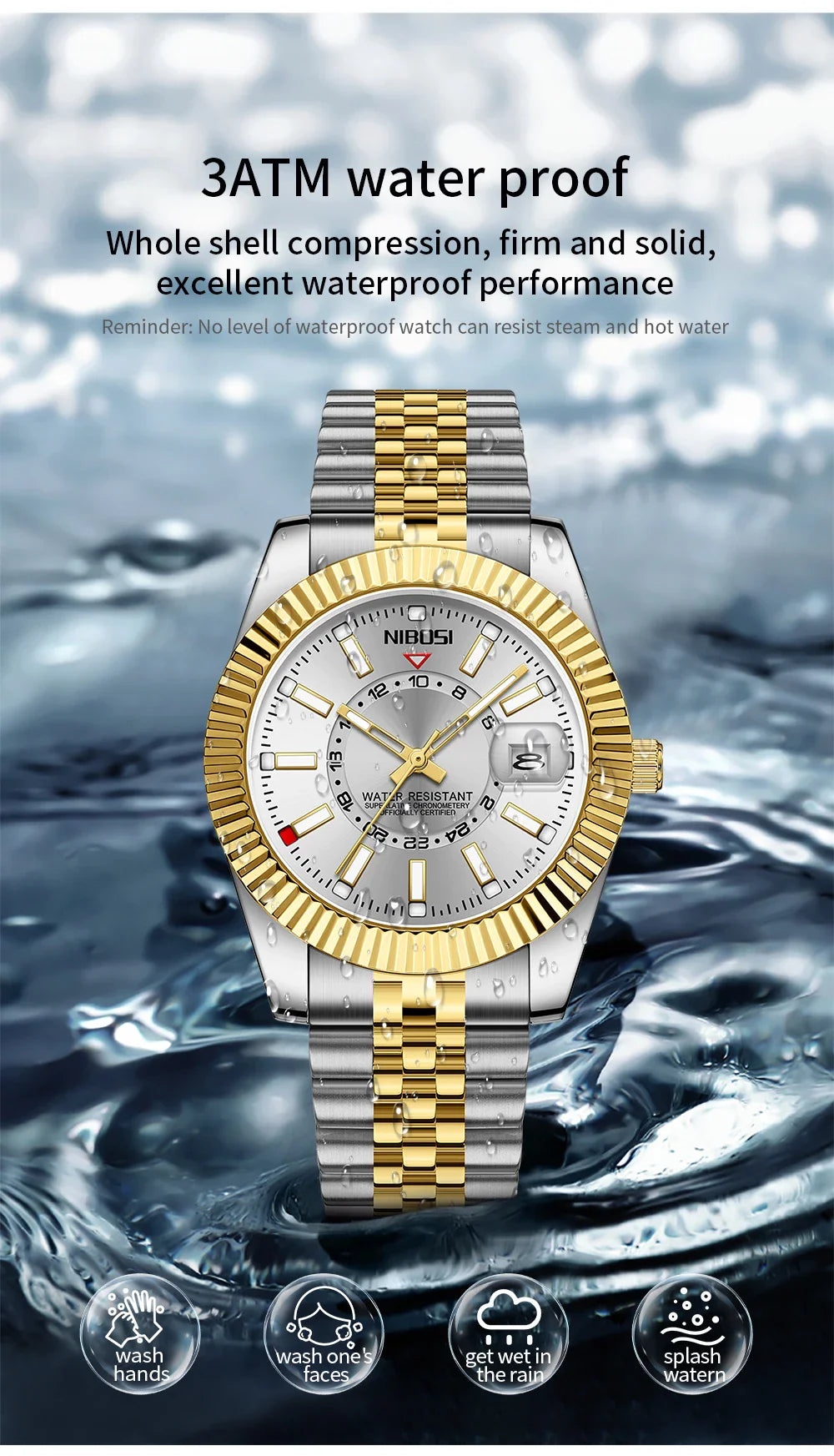 NIBOSI 2638 — Classic Fluted Men's Watch
