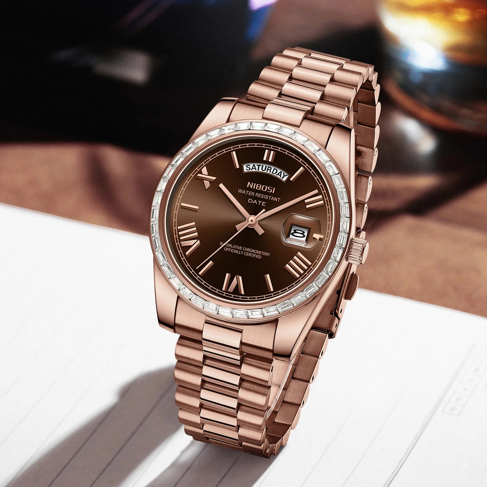 NIBOSI 2708 Presidential Day-Date Watch