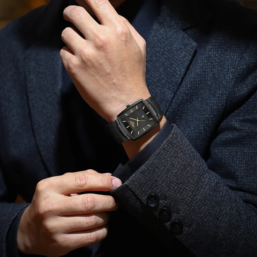 NIBOSI 2613 — Modern Square Mesh Watch