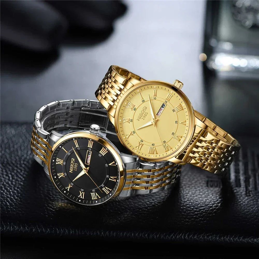 NIBOSI 2569 — Classic Roman Day-Date Watch