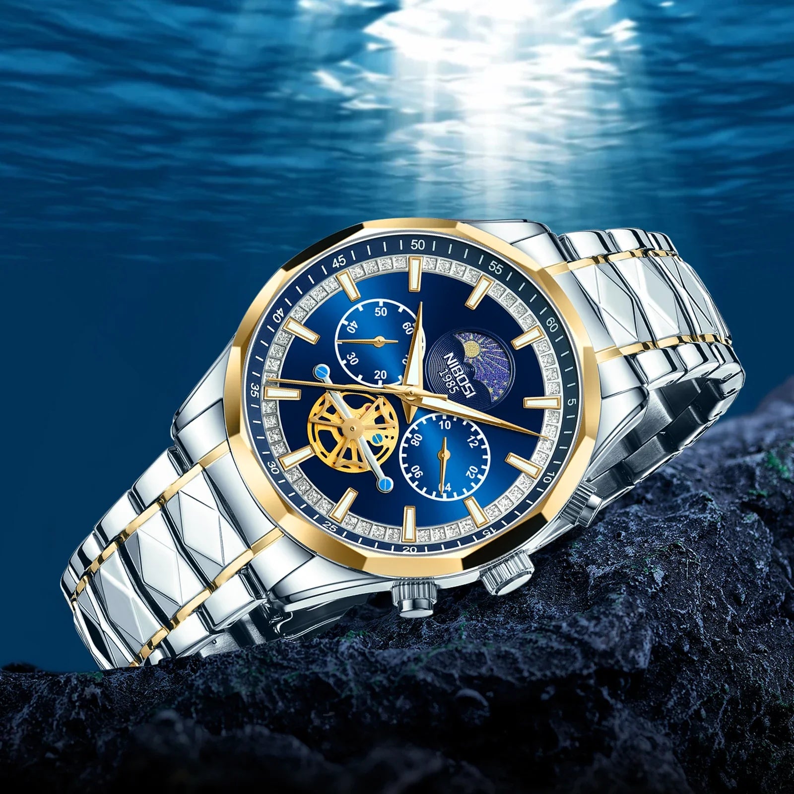 NIBOSI 2656 — Monarch Moonphase Quartz Watch