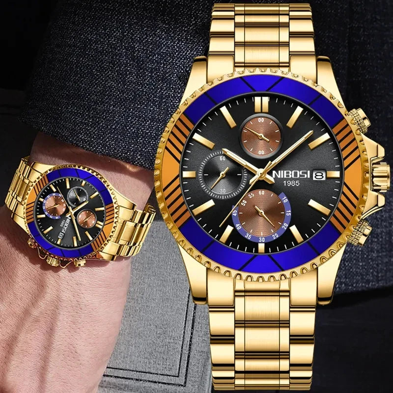 NIBOSI 2353 Spectrum Gold Chronograph