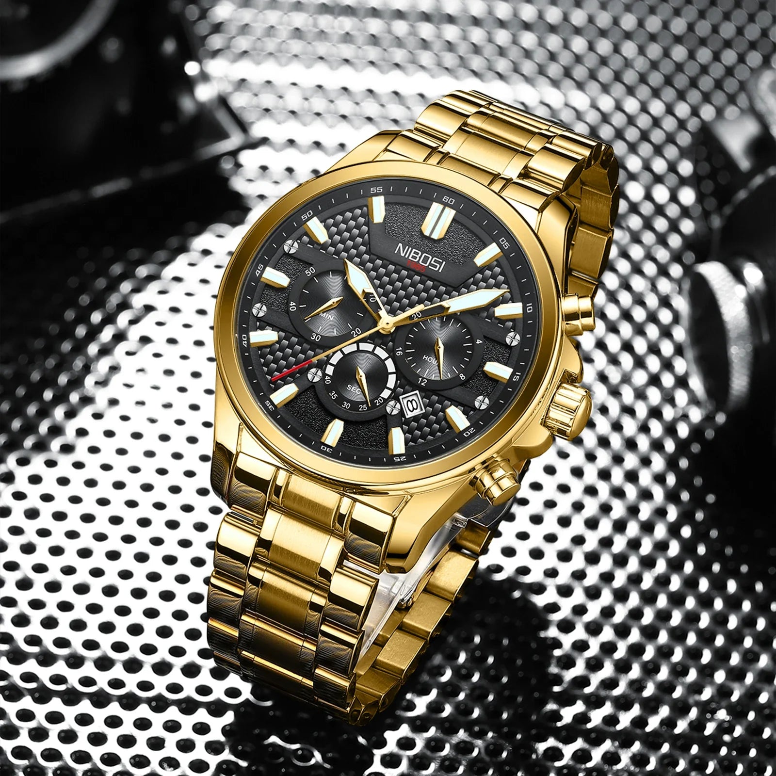 NIBOSI 2512 — Men's Stainless Steel Chronograph Watch