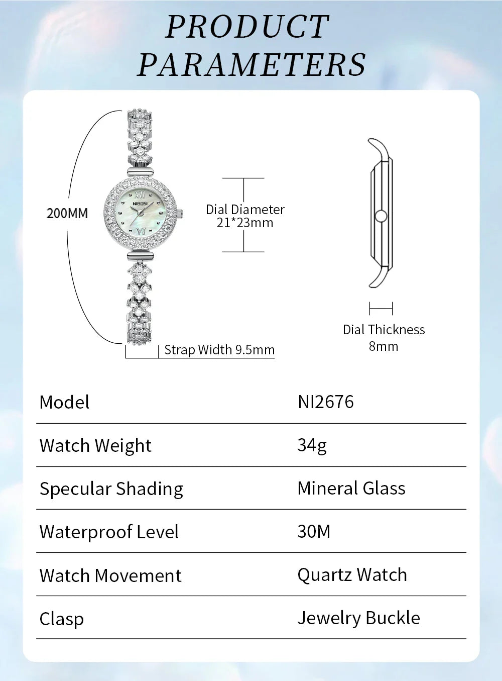 NIBOSI 2676 — Mother of Pearl Watch