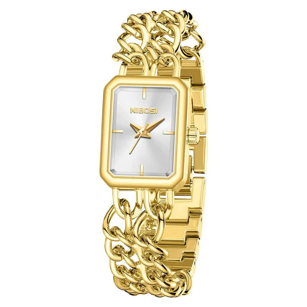 NIBOSI 2666 — Golden Chain Square Watch
